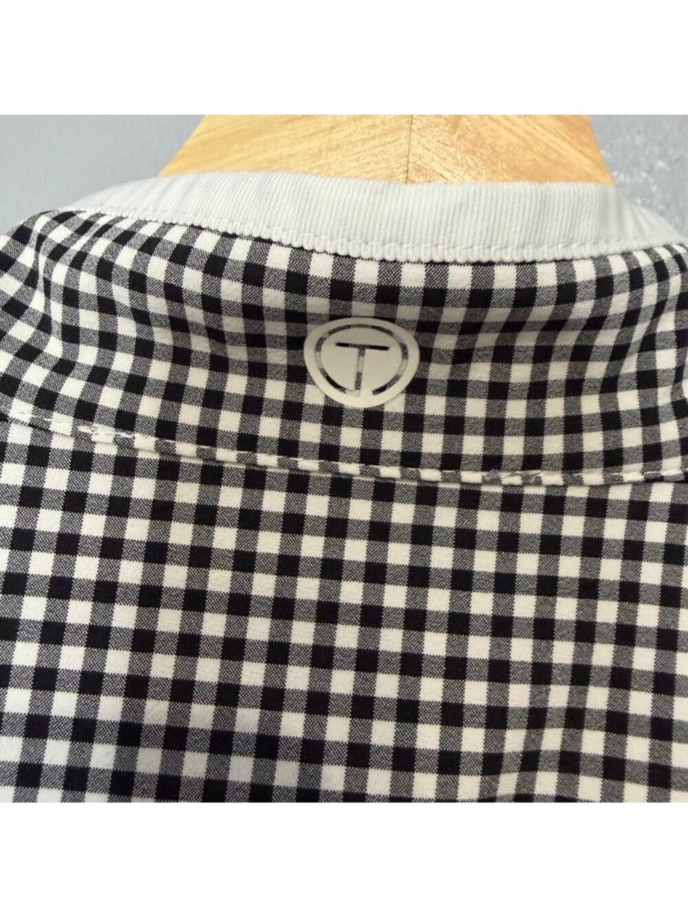 T BY TALBOTS black & white gingham full zip active jacket size LP Petite - Picture 4 of 8